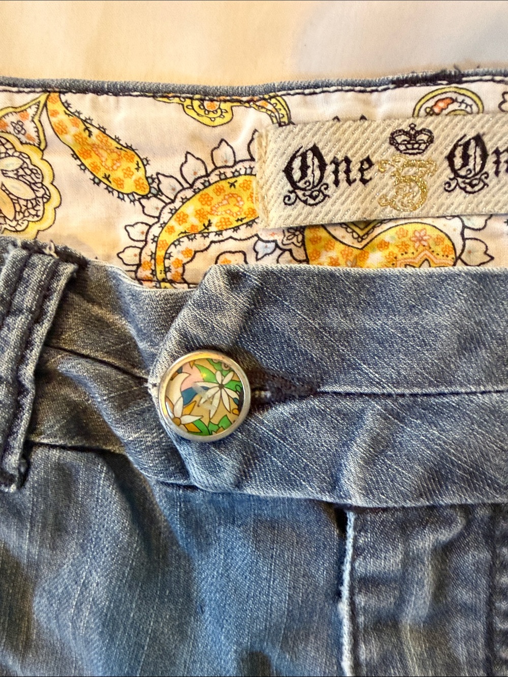 one 5 one Women's Denim Bermuda Shorts in Light Blue with Decorative Trim - Picture 3 of 12